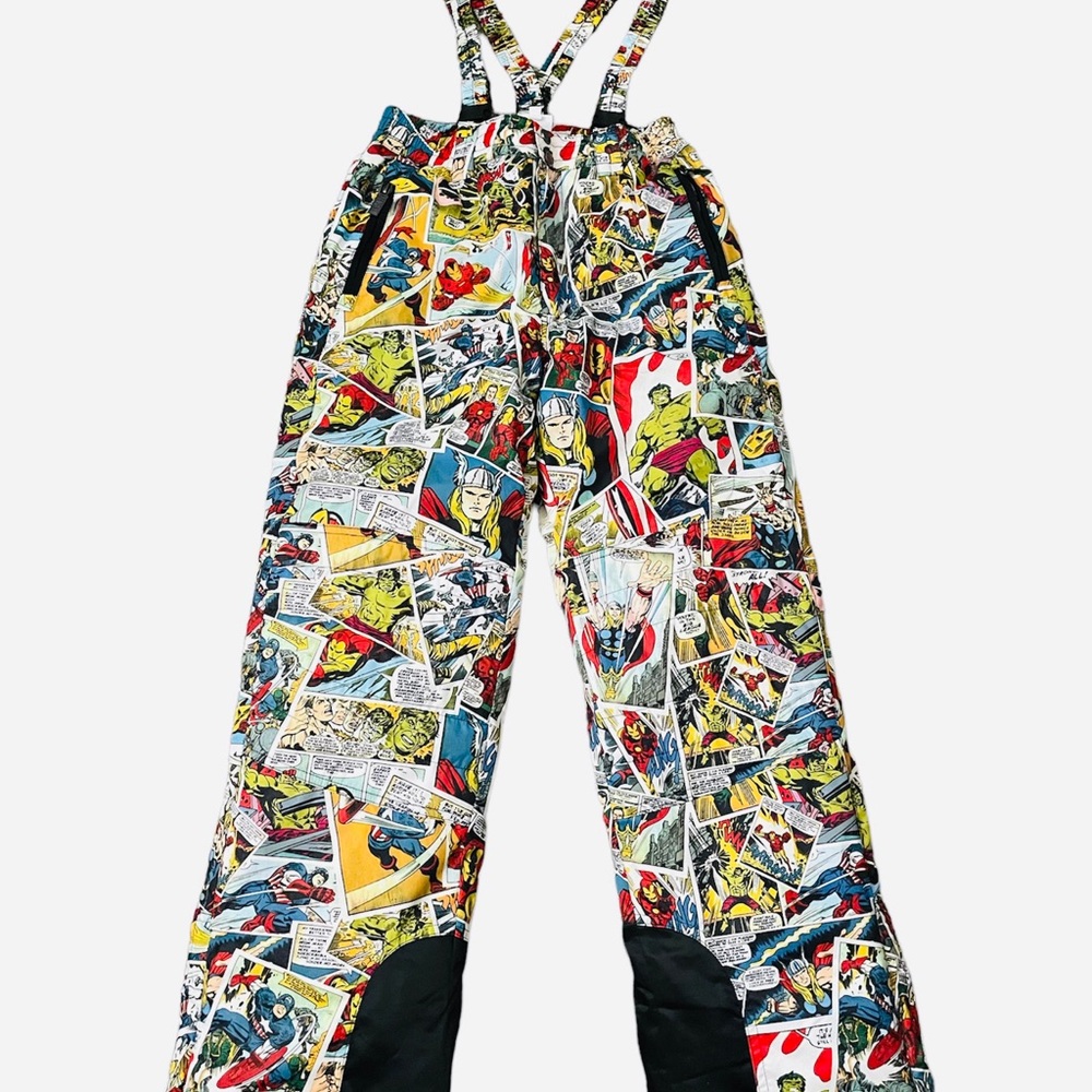 Vintage Marvel Fun Comic Book Snow Pants Snowboarding Skiing Overalls